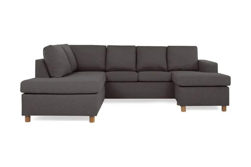 Crazy 4-sits Vänstervänd U-formad Small Soffa med Divan och Schäslong i Tyg, Mörkgrå