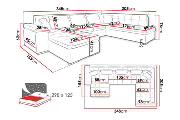 Dynir Soffa med Divan och Schäslong 4-sits - Mörkgrå/Ljusgrå - Products - Möbler - Soffa - Divansoffa & schäslongsoffa - 4 sits soffa med divan