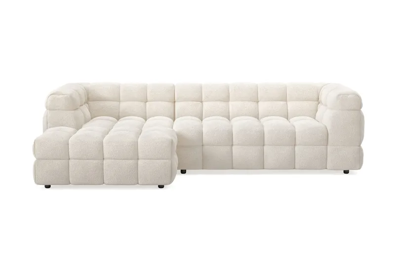 Elise 4-sits Bubblig Soffa med Divan Vänster, Beige Teddy