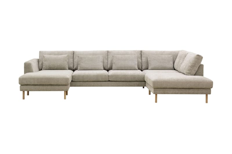 Florenz 4-sits Högervänd U-formad Soffa med Divan och Schäslong i Chenille, Grå / Beige