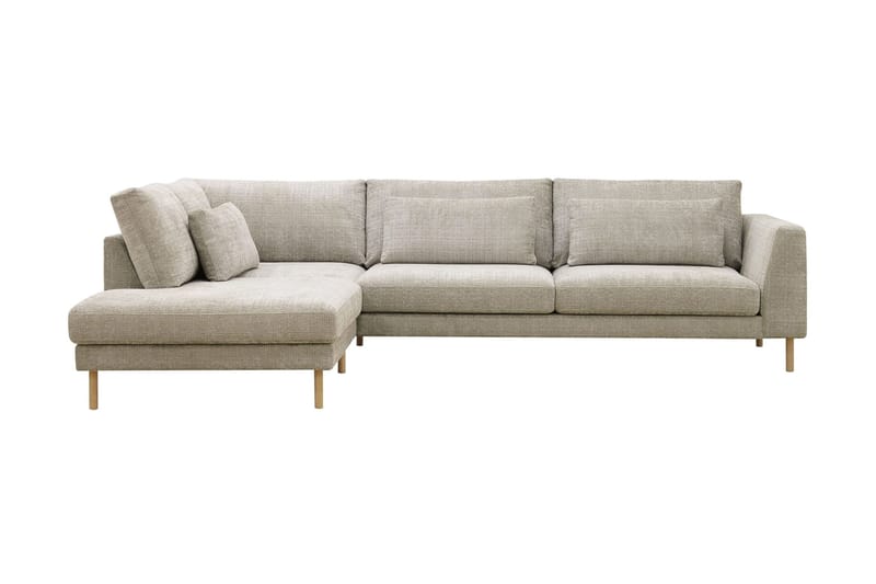 Florenz 4-sits Vänstervänd L-formad Schäslongsoffa i Tyg, Grå / Beige