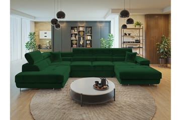 Gabina Soffa med Divan och Schäslong 4-sits - Grön - Products - Möbler - Soffa - Divansoffa & schäslongsoffa - 4 sits soffa med divan