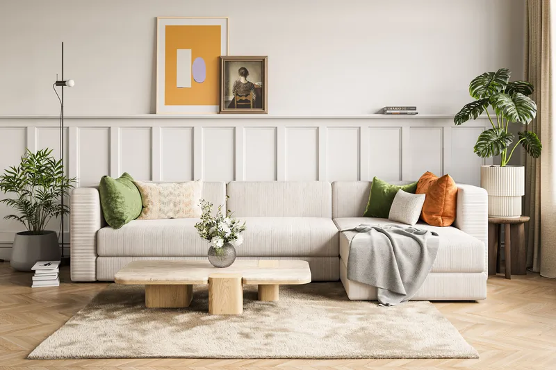 Hagblom 4-sits Divansoffa med Förvaring Vändbar - Beige - Products - Möbler - Soffa - Divansoffa & schäslongsoffa - 4 sits soffa med divan