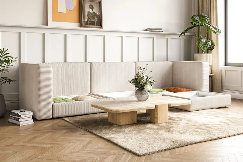 Hagblom 4-sits Divansoffa med Förvaring Vändbar - Beige - Products - Möbler - Soffa - Divansoffa & schäslongsoffa - 4 sits soffa med divan