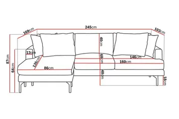 Menard 3-sits Vänstervänd L-formad Divansoffa i Manchester - Grön - Products - Möbler - Soffa - Divansoffa & schäslongsoffa - 3 sits soffa med divan