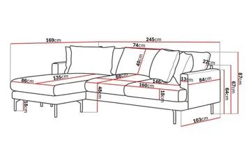 Menard 3-sits Vänstervänd L-formad Divansoffa i Manchester - Mörkgrön - Products - Möbler - Soffa - Divansoffa & schäslongsoffa - 3 sits soffa med divan