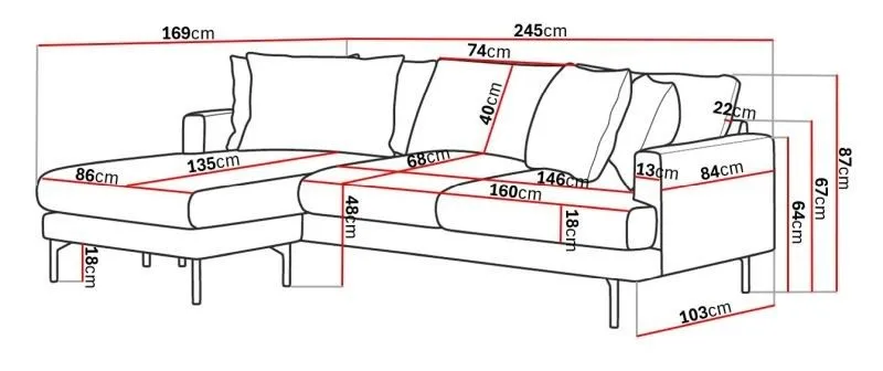 Menard 3-sits Vänstervänd L-formad Djup Divansoffa i Manchester - Brun - Products - Möbler - Soffa - Divansoffa & schäslongsoffa - 3 sits soffa med divan