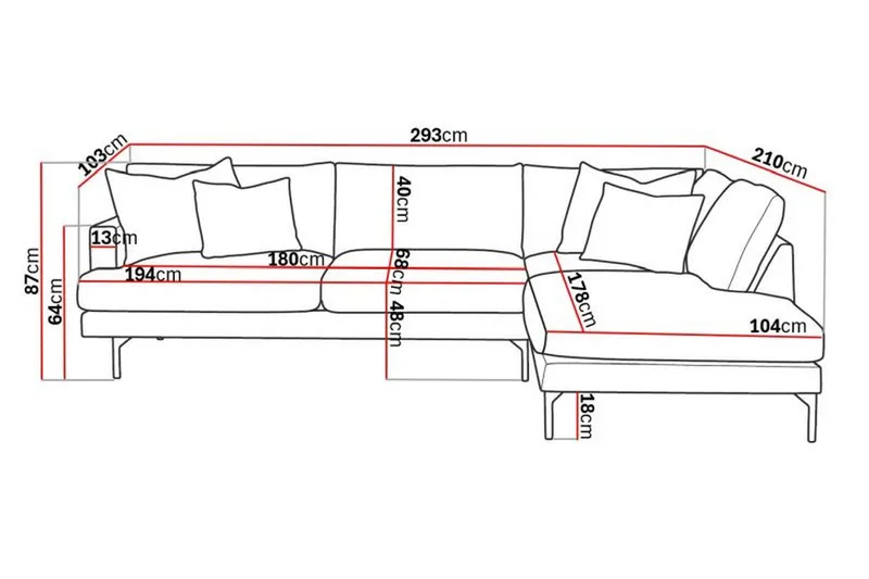 Menard 4-sits Högervänd L-formad Djup Schäslongsoffa i Manchester - Mörkgrön - Products - Möbler - Soffa - Divansoffa & schäslongsoffa - 4 sits soffa med divan