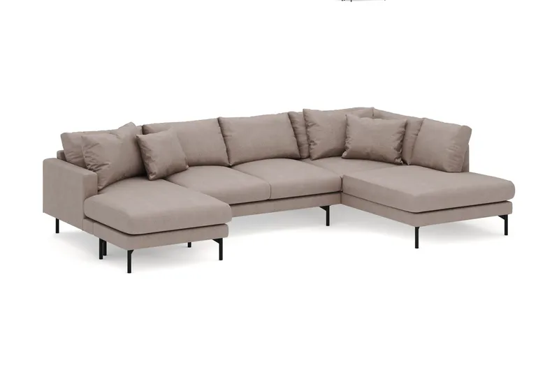 Menard 4-sits Högervänd Stor U-formad Djup Soffa med Divan och Schäslong i Tyg - Brun - Products - Möbler - Soffa - Divansoffa & schäslongsoffa - 4 sits soffa med divan