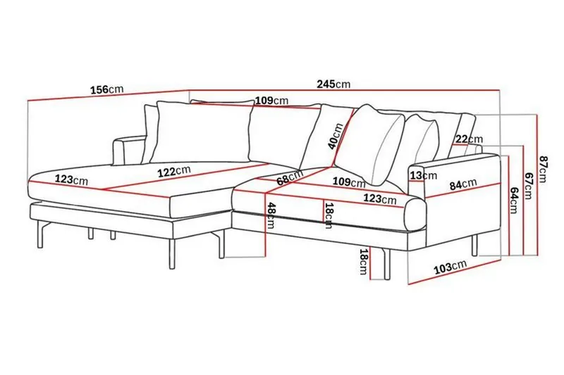 Menard 4-sits Vänstervänd L-formad Divansoffa i Manchester - Beige - Products - Möbler - Soffa - Divansoffa & schäslongsoffa - 4 sits soffa med divan