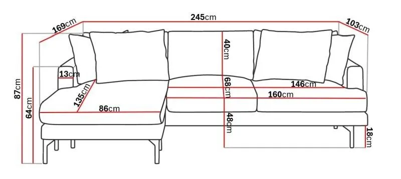 Menard 4-sits Vänstervänd L-formad Djup Divansoffa i Tyg - Brun - Products - Möbler - Soffa - Divansoffa & schäslongsoffa - 3 sits soffa med divan