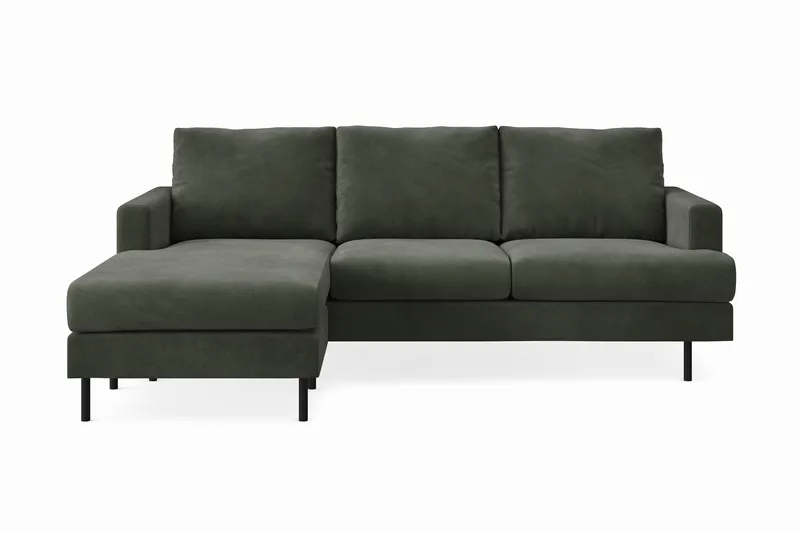 Menard Compact 3-sits Vänstervänd L-formad Divansoffa i Manchester, Mörkgrön