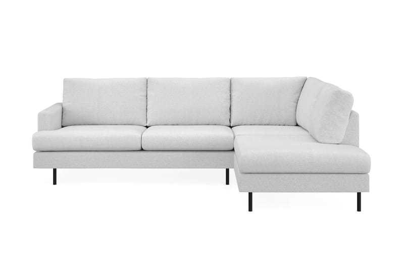 Menard Compact 4-sits Högervänd L-formad Schäslongsoffa i Tyg, Ljusgrå