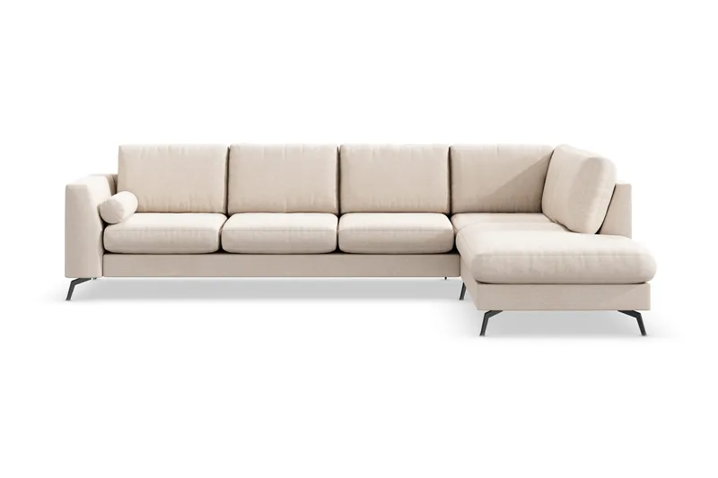 Ocean Lyx 4-sits Högervänd L-formad Schäslongsoffa i Tyg, Beige