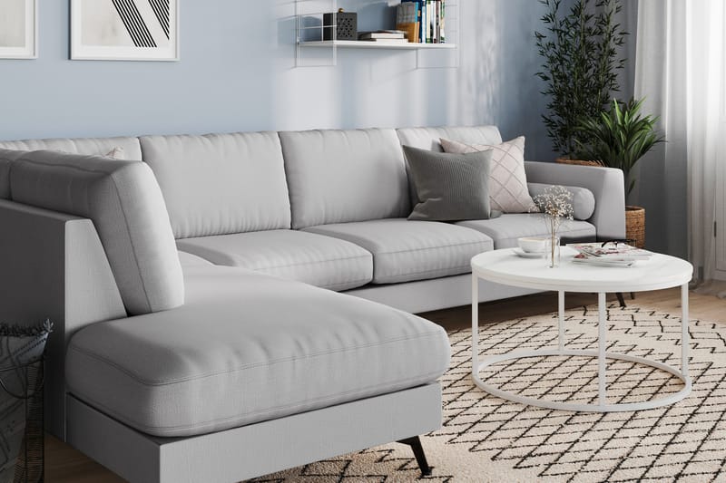 Ocean Lyx 4-sits Vänstervänd L-formad Schäslongsoffa i Tyg - Grå - Products - Möbler - Soffa - Divansoffa & schäslongsoffa - 4 sits soffa med divan