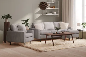 Peppe 3-sits Vändbar L-formad Divansoffa i Manchester - Mörkgrå - Products - Möbler - Soffa - Divansoffa & schäslongsoffa - 3 sits soffa med divan