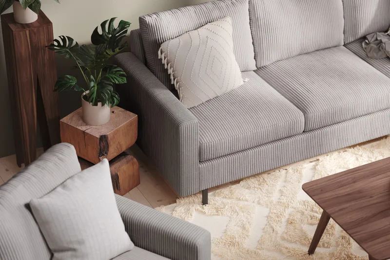 Peppe 4-sits Högervänd L-formad Schäslongsoffa i Manchester - Mörkgrå - Products - Möbler - Soffa - Divansoffa & schäslongsoffa - 4 sits soffa med divan