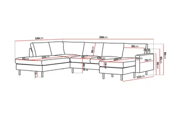 Peppe 4-sits Vänstervänd U-formad Soffa med Divan och Schäslong i Tyg - Ljusgrå - Products - Möbler - Soffa - Divansoffa & schäslongsoffa - 4 sits soffa med divan