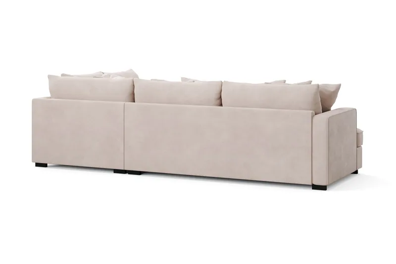 Rossita 4-sits Högervänd L-formad Djup Schäslongsoffa i Sammet - Beige - Products - Möbler - Soffa - Divansoffa & schäslongsoffa - 4 sits soffa med divan