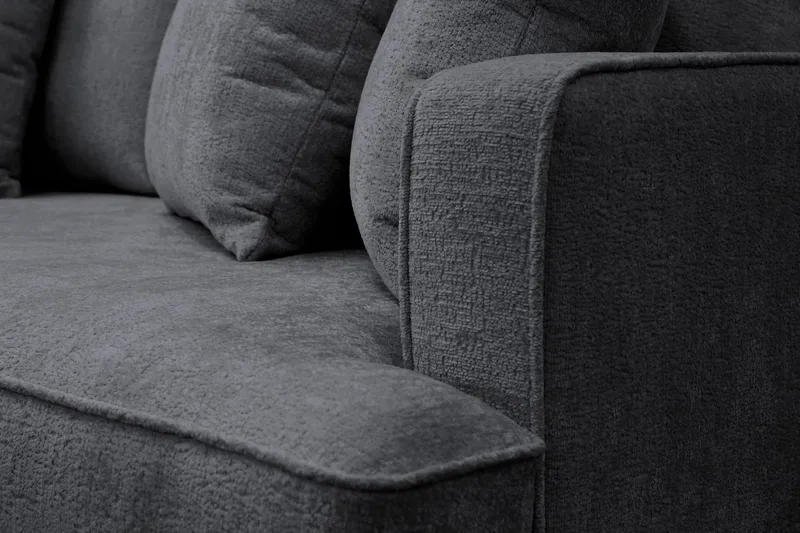 Rossita 4-sits Vänstervänd L-formad Djup Schäslongsoffa i Chenille - Svart - Products - Möbler - Soffa - Divansoffa & schäslongsoffa - 4 sits soffa med divan