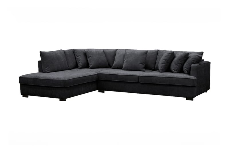 Rossita 4-sits Vänstervänd L-formad Djup Schäslongsoffa i Chenille - Svart - Products - Möbler - Soffa - Divansoffa & schäslongsoffa - 4 sits soffa med divan
