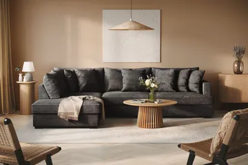 Rossita 4-sits Vänstervänd L-formad Djup Schäslongsoffa i Chenille - Svart - Products - Möbler - Soffa - Divansoffa & schäslongsoffa - 4 sits soffa med divan