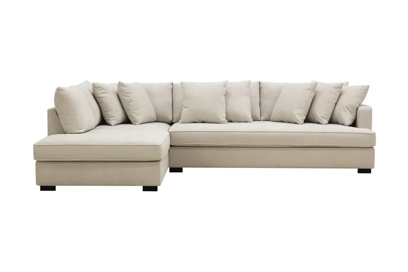 Rossita 4-sits Vänstervänd L-formad Djup Schäslongsoffa med Hel dyna i Tyg, Beige