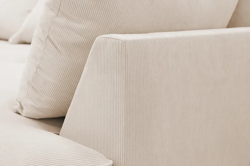 Rossita Lyx 4-sits Högervänd L-formad Extra Djup Schäslongsoffa i Manchester - Beige Manchester - Products - Möbler - Soffa - Divansoffa & schäslongsoffa - 4 sits soffa med divan