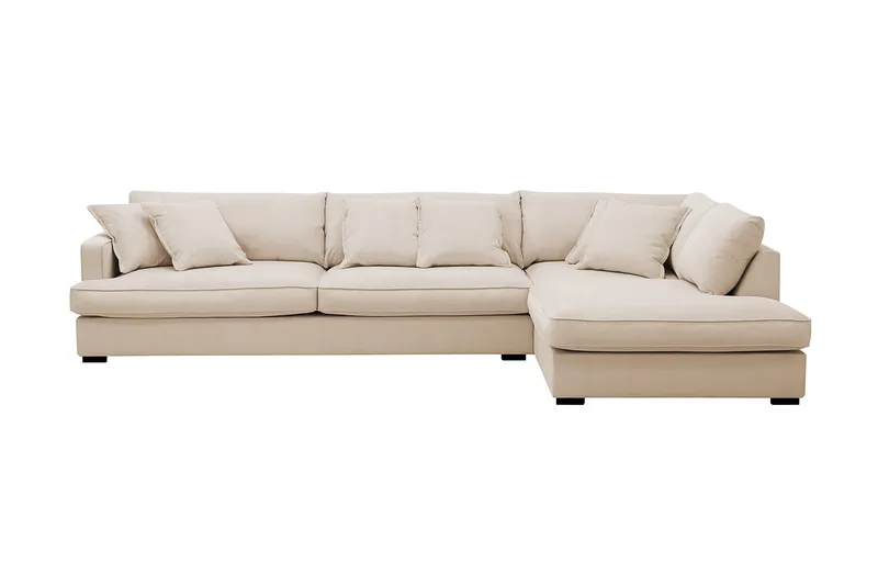 Rossita Lyx 4-sits Högervänd L-formad Extra Djup Schäslongsoffa i Manchester, Beige Manchester