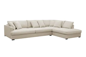 Rossita Lyx 4-sits Högervänd L-formad Extra Djup Schäslongsoffa i Tyg - Beige Tyg - Products - Möbler - Soffa - Divansoffa & schäslongsoffa - 4 sits soffa med divan