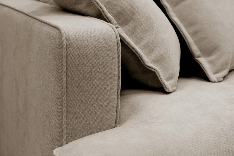 Rossita Lyx 4-sits Högervänd L-formad Extra Djup Schäslongsoffa i Tyg - Brun Tyg - Products - Möbler - Soffa - Divansoffa & schäslongsoffa - 4 sits soffa med divan