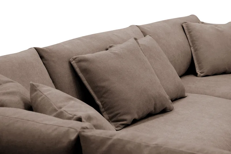 Rossita Lyx 4-sits Vänstervänd L-formad Extra Djup Schäslongsoffa i Tyg - Brun Tyg - Products - Möbler - Soffa - Divansoffa & schäslongsoffa - 4 sits soffa med divan