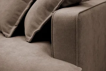 Rossita Lyx 4-sits Vänstervänd L-formad Extra Djup Schäslongsoffa i Tyg - Brun Tyg - Products - Möbler - Soffa - Divansoffa & schäslongsoffa - 4 sits soffa med divan