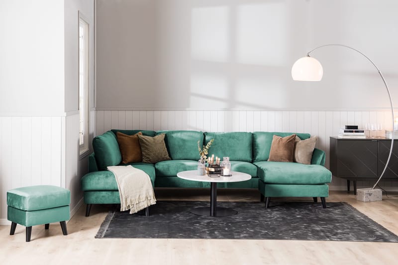 Trend 4-sits Högervänd U-formad Soffa med Divan och Schäslong i Sammet - Grön - Products - Möbler - Soffa - Divansoffa & schäslongsoffa - 4 sits soffa med divan