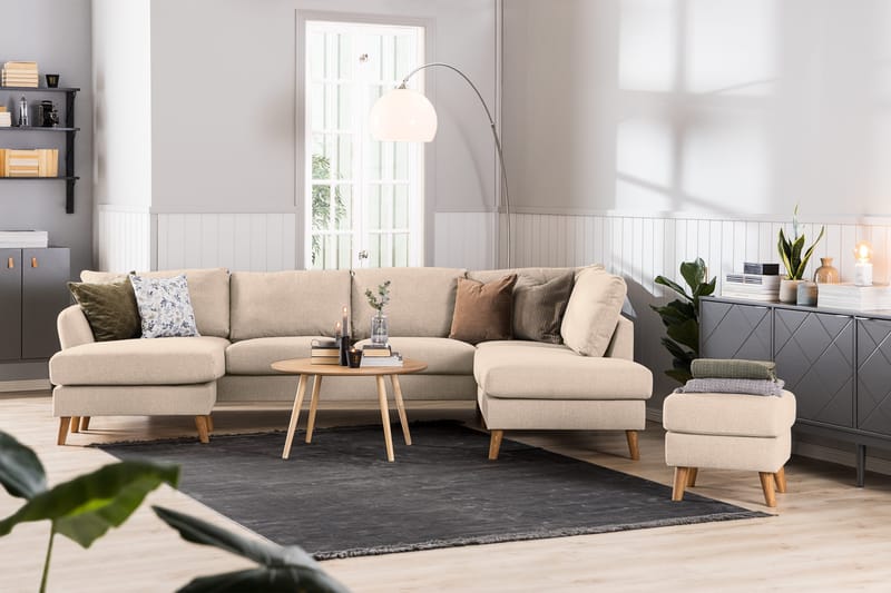 Trend 4-sits Vänstervänd L-formad Divansoffa i Tyg - Beige - Products - Möbler - Soffa - Divansoffa & schäslongsoffa - 4 sits soffa med divan