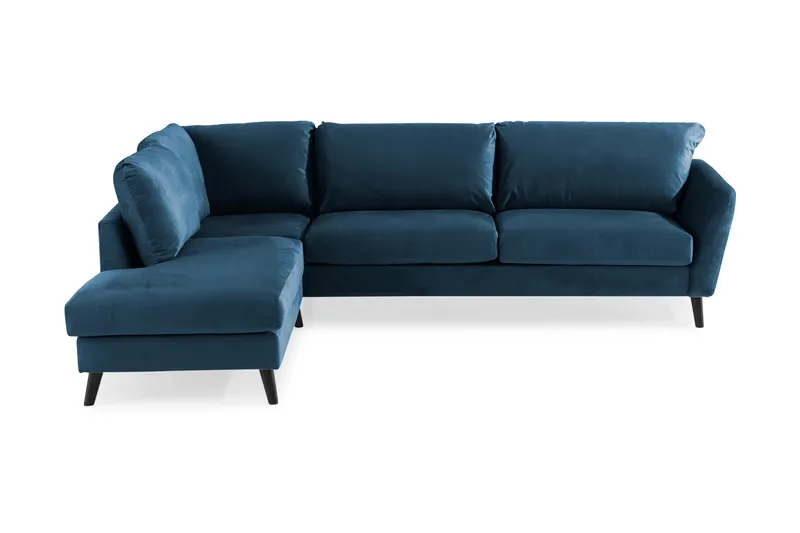 Trend 4-sits Vänstervänd L-formad Schäslongsoffa i Sammet, Blå