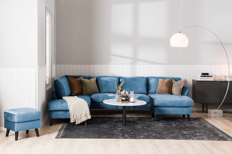 Trend 4-sits Vänstervänd U-formad Soffa med Divan och Schäslong i Sammet - Blå - Products - Möbler - Soffa - Divansoffa & schäslongsoffa - 4 sits soffa med divan