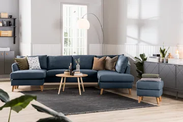 Trend 4-sits Vänstervänd U-formad Soffa med Divan och Schäslong i Tyg - Blå - Products - Möbler - Soffa - Divansoffa & schäslongsoffa - 4 sits soffa med divan