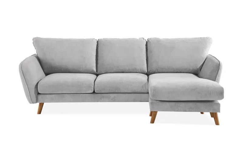 Trend Lyx 3-sits Högervänd L-formad Divansoffa i Tyg, Ljusgrå