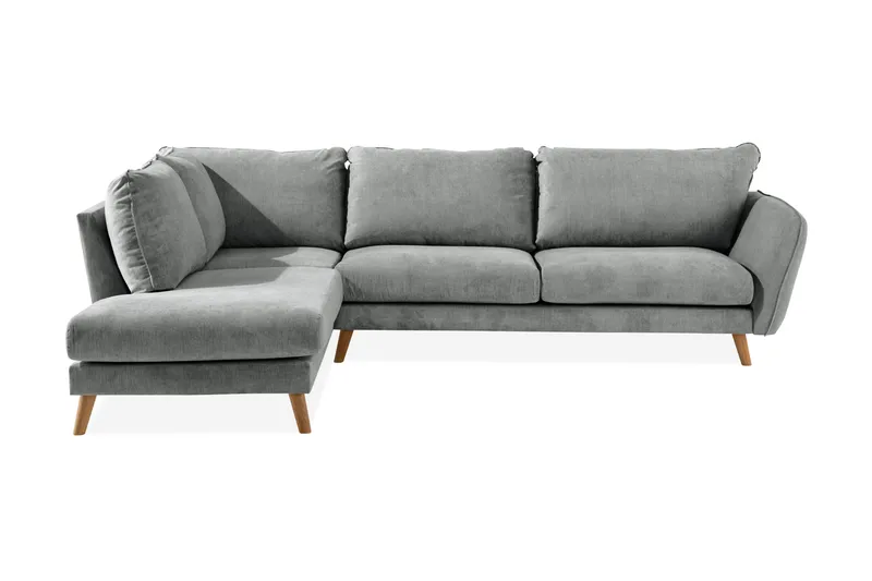 Trend Lyx 4-sits Vänstervänd L-formad Schäslongsoffa i Tyg, Grå