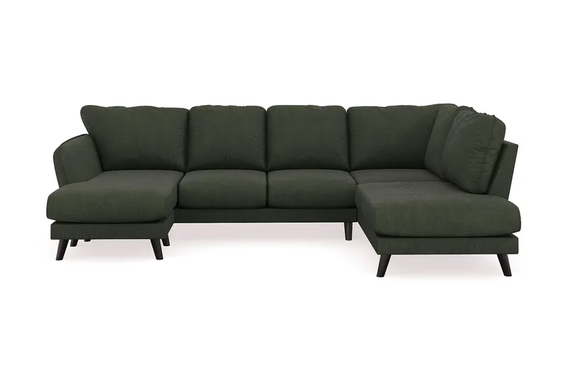 Trend Lyx 4-sits Vänstervänd U-formad Soffa med Divan och Schäslong i Manchester, Mörkgrön