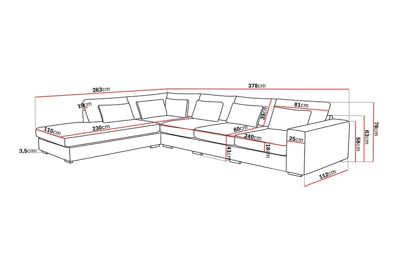 Grande 5-sits Soffa med Schäslong Vänster - Beige Sammet - Products - Möbler - Soffa - Sammetssoffa