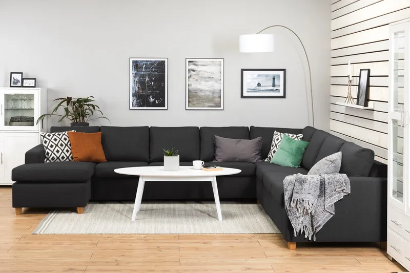 Crazy 7-sits Vändbar U-formad XX-Large Hörnsoffa med divan i Tyg - Mörkgrå / Antracit - Products - Möbler - Soffa - Hörnsoffa - Hörnsoffa med divan