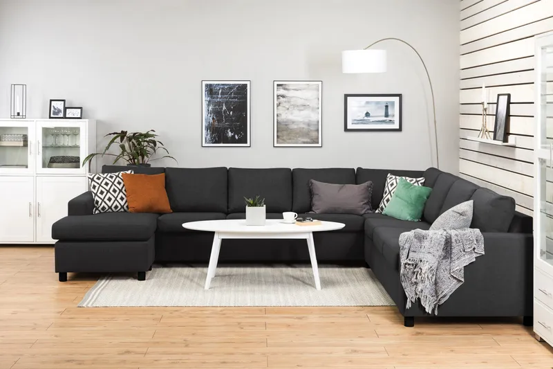 Crazy 7-sits Vändbar U-formad XX-Large Hörnsoffa med divan i Tyg - Mörkgrå / Antracit - Products - Möbler - Soffa - Hörnsoffa - Hörnsoffa med divan