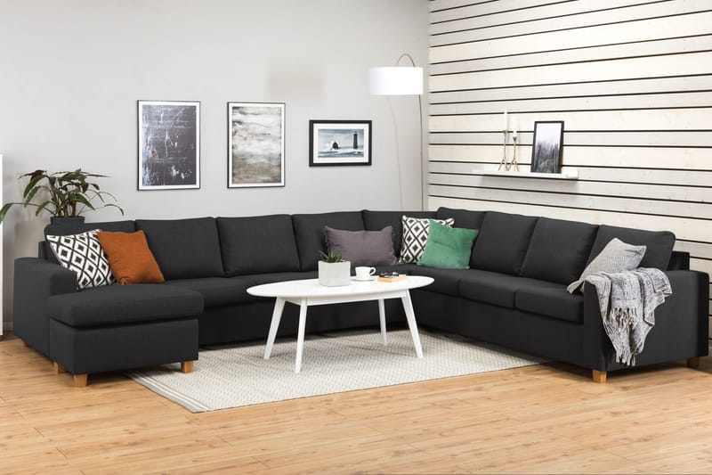Crazy 7-sits Vändbar U-formad XX-Large Hörnsoffa med divan i Tyg - Mörkgrå / Antracit - Products - Möbler - Soffa - Hörnsoffa - Hörnsoffa med divan