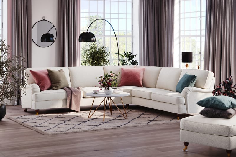 Howard Lyx 6-sits Högervänd L-formad Hörnsoffa i Bouclé - Vit - Products - Möbler - Soffa - Hörnsoffa