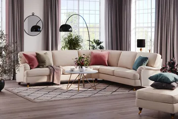 Howard Lyx 6-sits Högervänd L-formad Hörnsoffa i Manchester - Beige - Products - Möbler - Soffa - Hörnsoffa