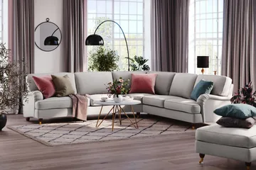 Howard Lyx 6-sits Högervänd L-formad Hörnsoffa i Tyg - Ljusgrå - Products - Möbler - Soffa - Hörnsoffa