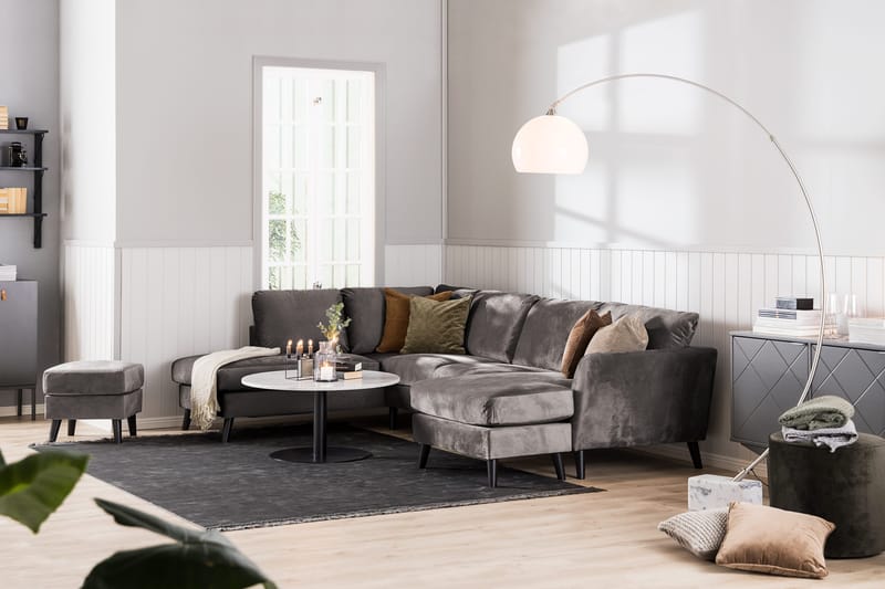 Trend 5-sits Högervänd L-formad Hörnsoffa med Divan i Sammet - Mörkgrå - Products - Möbler - Soffa - Hörnsoffa