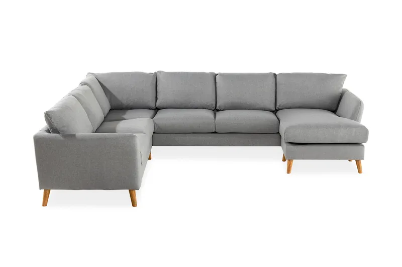 Trend 5-sits Högervänd U-formad Hörnsoffa med divan i Tyg, Grå